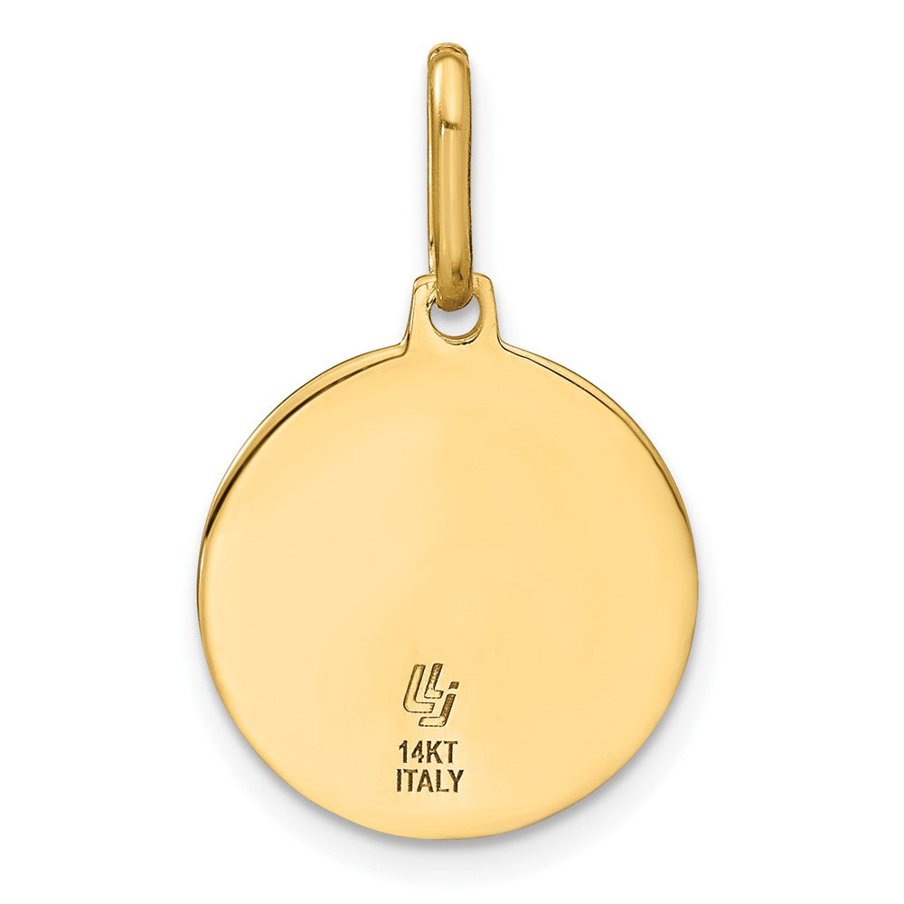 14K Yellow Gold Polished And Matte Angel Pendant