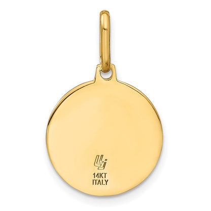 14K Yellow Gold Polished And Matte Angel Pendant