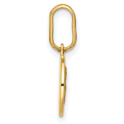 14K Yellow Gold Polished And Matte Angel Pendant