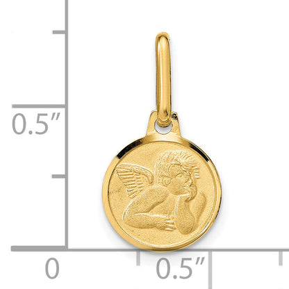 14K Yellow Gold Polished And Matte Angel Pendant