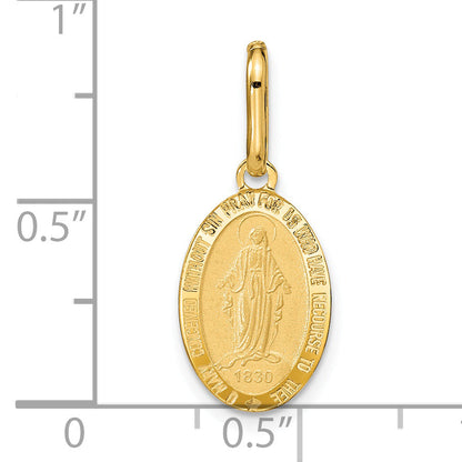 14K Yellow Gold Polished And Matte Oval Miraculous Medal