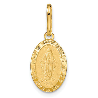 14K Yellow Gold Polished And Matte Oval Miraculous Medal
