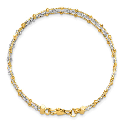 14K Two Tone Beaded Multi Strand Wire Bangle