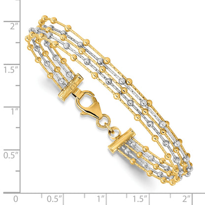 14K Two Tone Beaded Multi Strand Wire Bangle