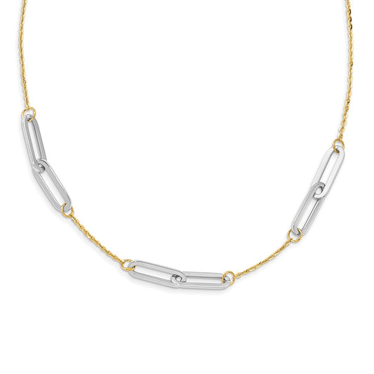 14K Two Tone Polished 1In Ext. Necklace