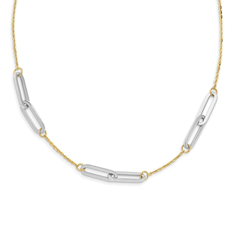 14K Two Tone Polished 1In Ext. Necklace