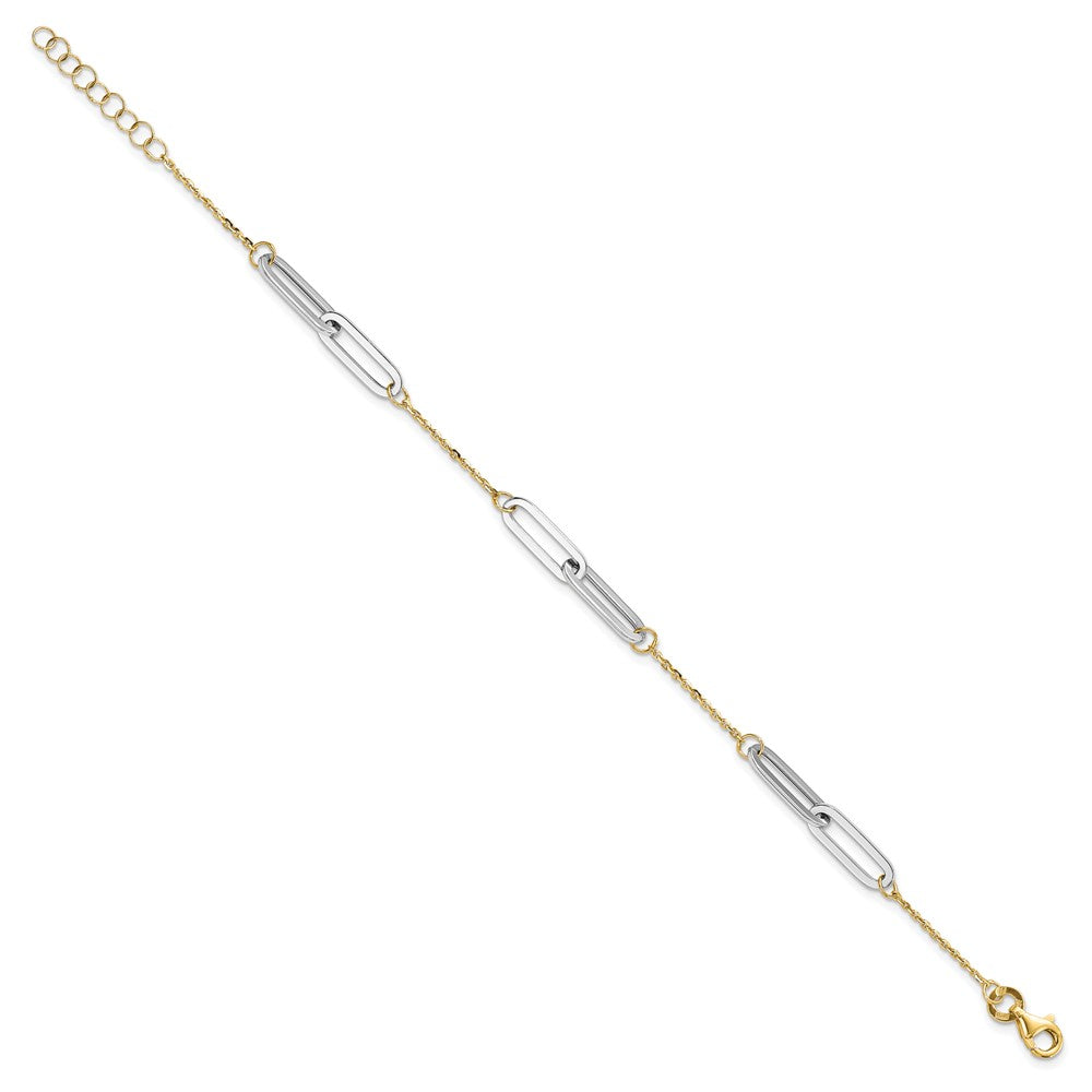 14K Two Tone Polished 1In Ext. Bracelet