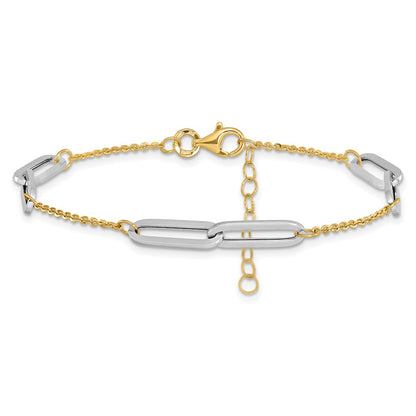 14K Two Tone Polished 1In Ext. Bracelet