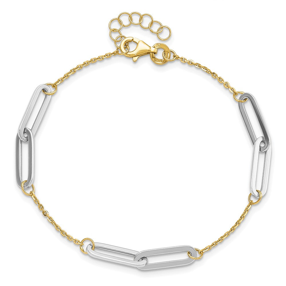 14K Two Tone Polished 1In Ext. Bracelet