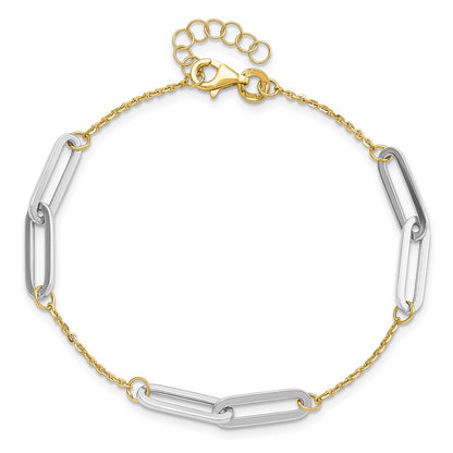14K Two Tone Polished 1In Ext. Bracelet
