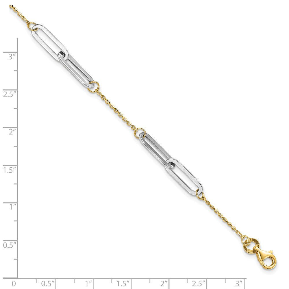 14K Two Tone Polished 1In Ext. Bracelet