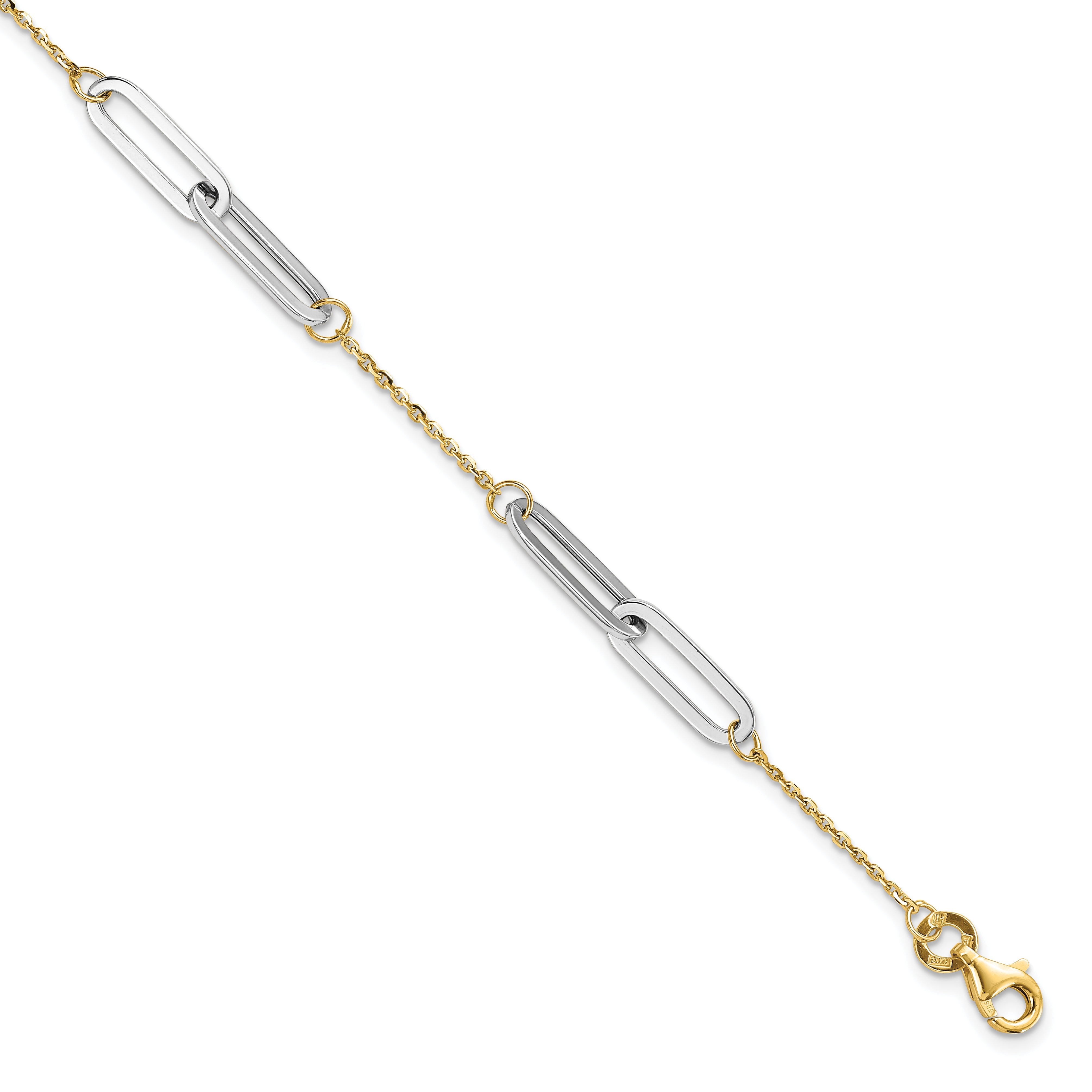 14K Two Tone Polished 1In Ext. Bracelet