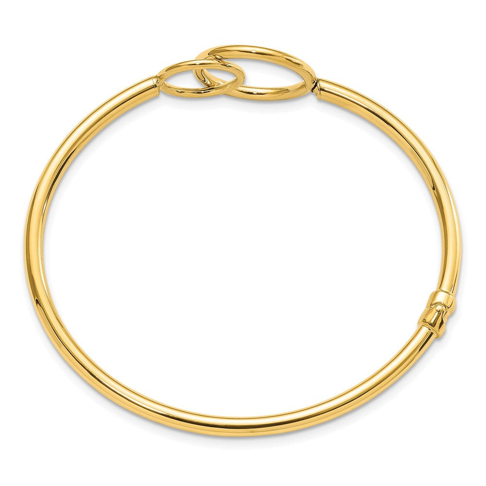 14K Yellow Gold Polished Double Circled Hinged Bangle