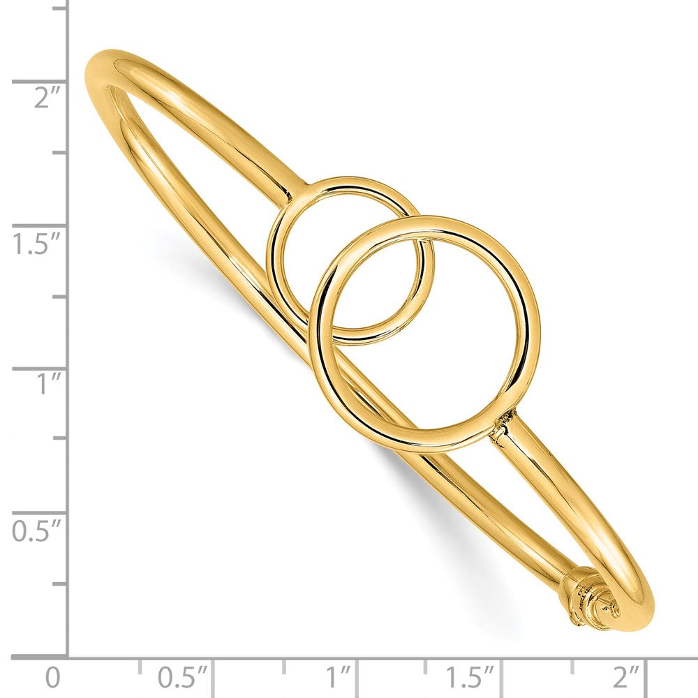 14K Yellow Gold Polished Double Circled Hinged Bangle