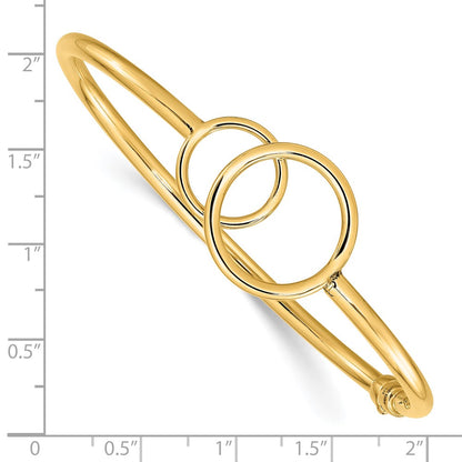 14K Yellow Gold Polished Double Circled Hinged Bangle