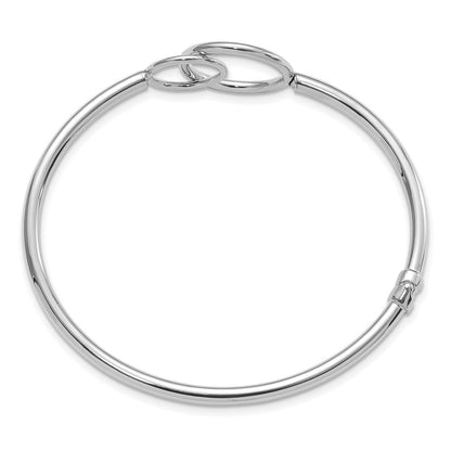 14K White Gold Polished Double Circled Hinged Bangle