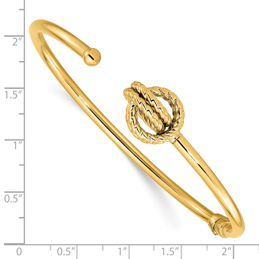 14K Yellow Gold Polished Love Knot Hinged Bangle