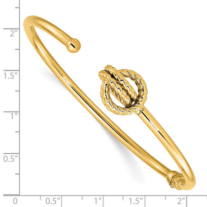 14K Yellow Gold Polished Love Knot Hinged Bangle