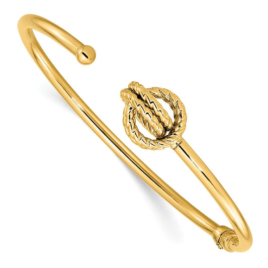 14K Yellow Gold Polished Love Knot Hinged Bangle