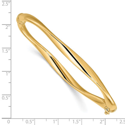 14K Yellow Gold Polished Twisted Hinged Bangle