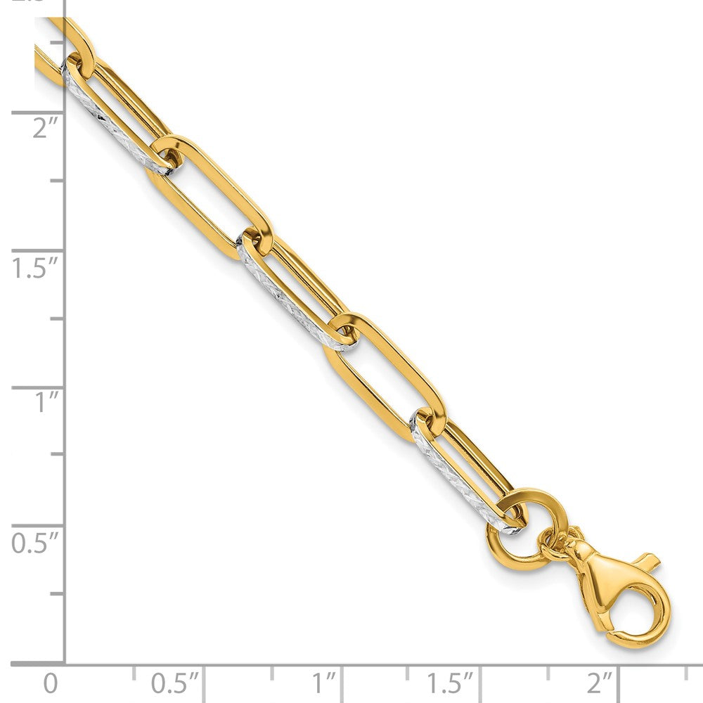 14K Yellow & Rhodium White Polished / Diamond Cut Link Bracelet