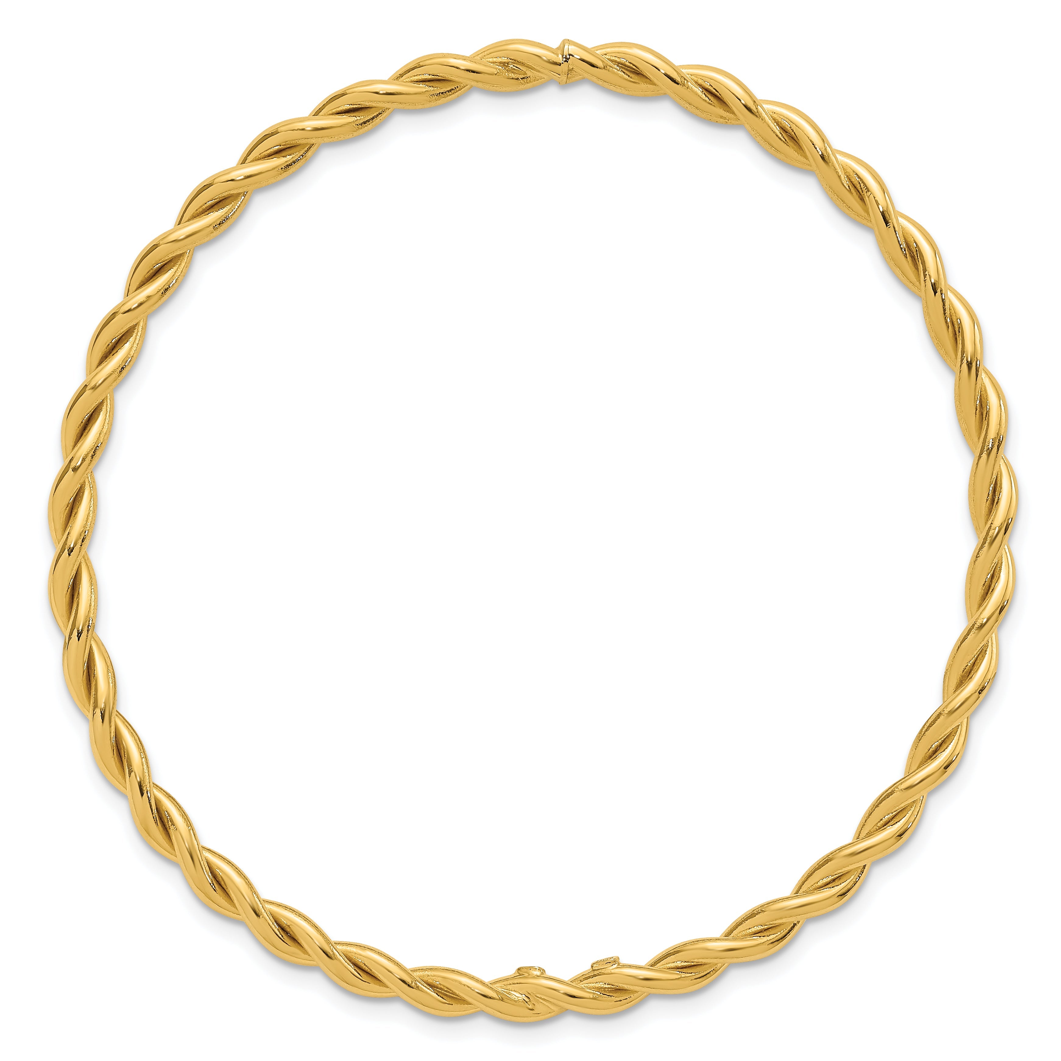 14K Yellow Gold Polished Twist Slip On Bangle