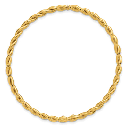 14K Yellow Gold Polished Twist Slip On Bangle