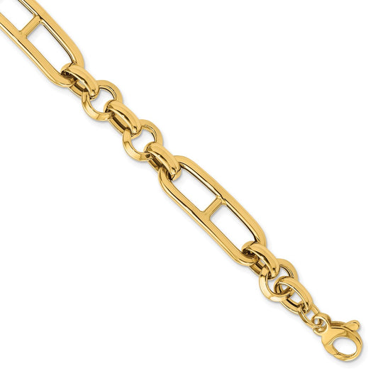 14K Yellow Gold Polished Fancy Link Bracelet