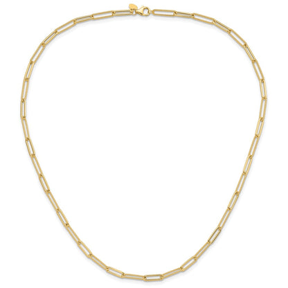 14K Yellow Gold Polished And Textured Paperclip Link Necklace