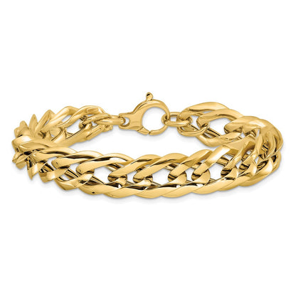 14K Yellow Gold Polished Hollow Fancy Link Bracelet