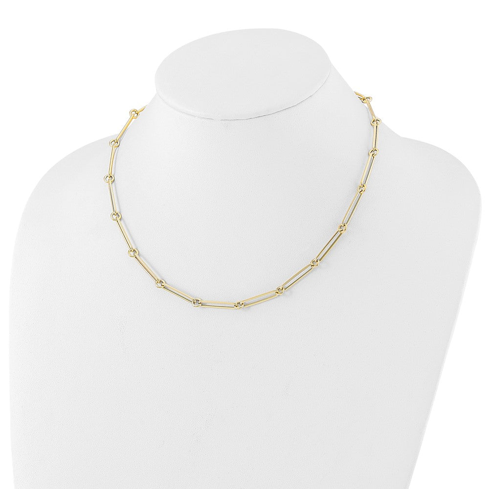 14K Yellow Gold Polished Hollow Paperclip Link Necklace
