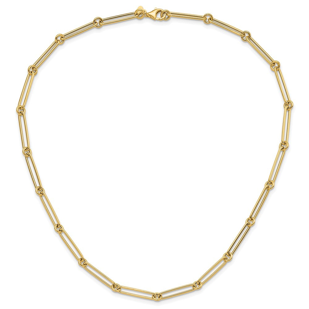 14K Yellow Gold Polished Hollow Paperclip Link Necklace