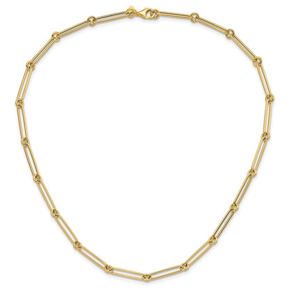 14K Yellow Gold Polished Hollow Paperclip Link Necklace