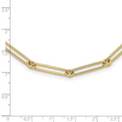 14K Yellow Gold Polished Hollow Paperclip Link Necklace