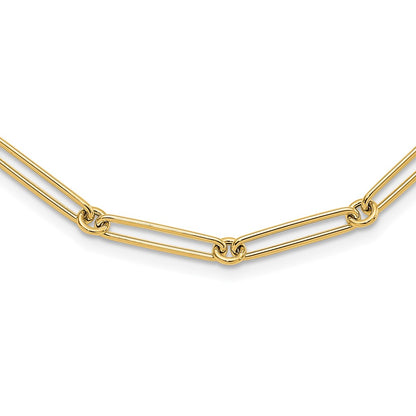 14K Yellow Gold Polished Hollow Paperclip Link Necklace
