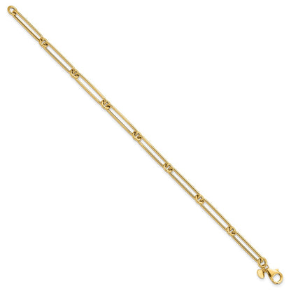 14K Yellow Gold Polished Hollow Paperclip Link Bracelet