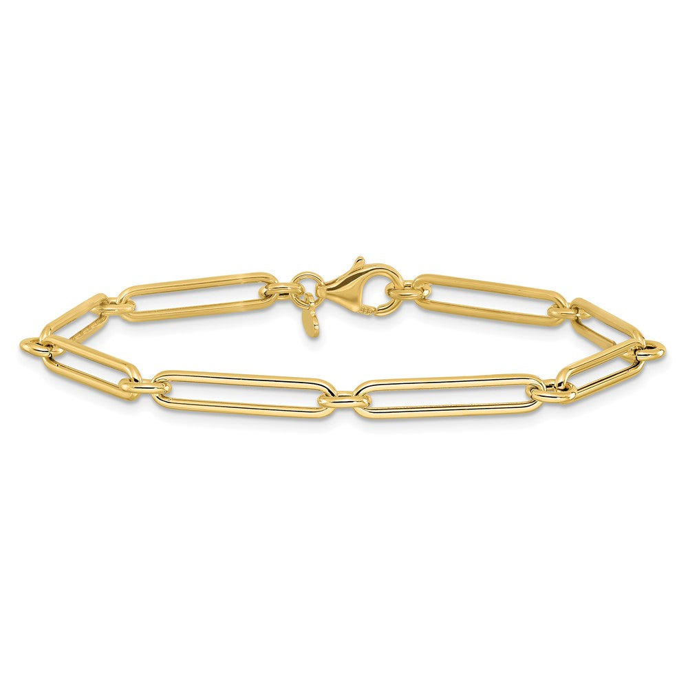 14K Yellow Gold Polished Hollow Paperclip Link Bracelet