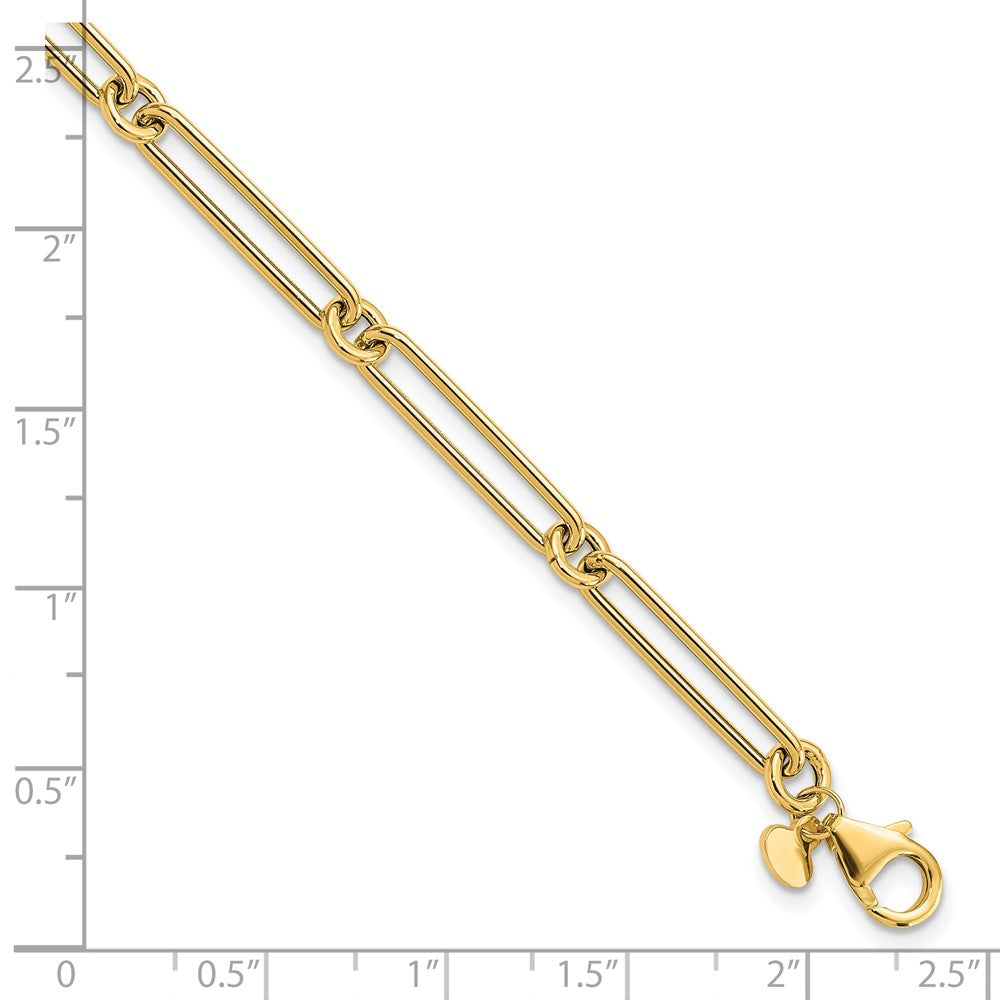 14K Yellow Gold Polished Hollow Paperclip Link Bracelet