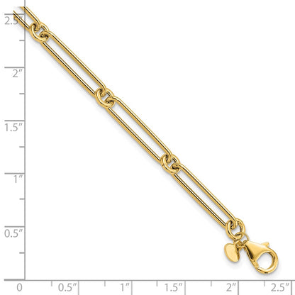 14K Yellow Gold Polished Hollow Paperclip Link Bracelet