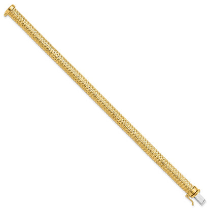 14K Yellow Gold Polished And Diamond Cut Domed Bracelet