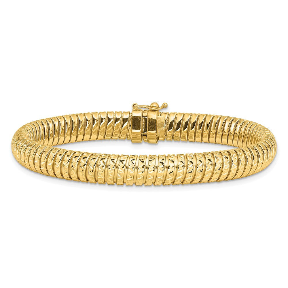 14K Yellow Gold Polished And Diamond Cut Domed Bracelet