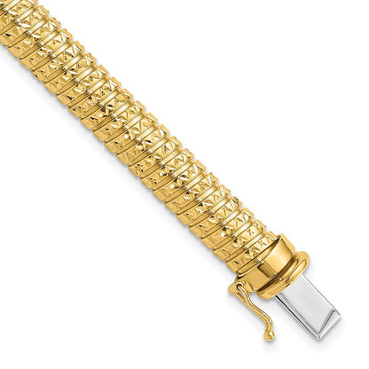 14K Yellow Gold Polished And Diamond Cut Domed Bracelet