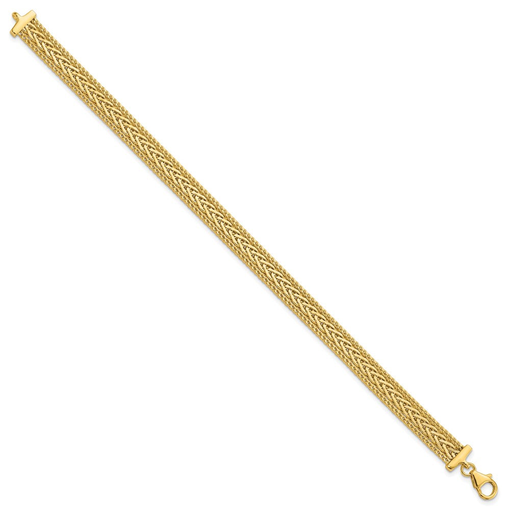 14K Yellow Gold Polished And Textured Braided Bracelet