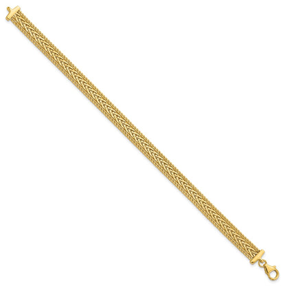 14K Yellow Gold Polished And Textured Braided Bracelet