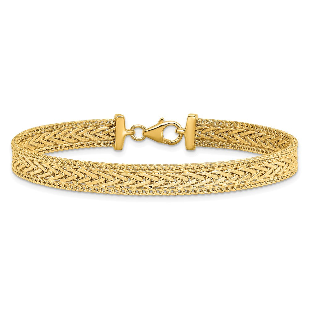 14K Yellow Gold Polished And Textured Braided Bracelet