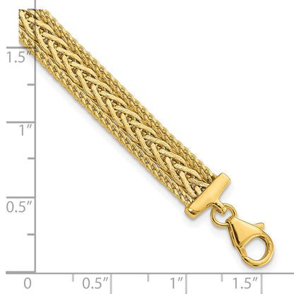 14K Yellow Gold Polished And Textured Braided Bracelet