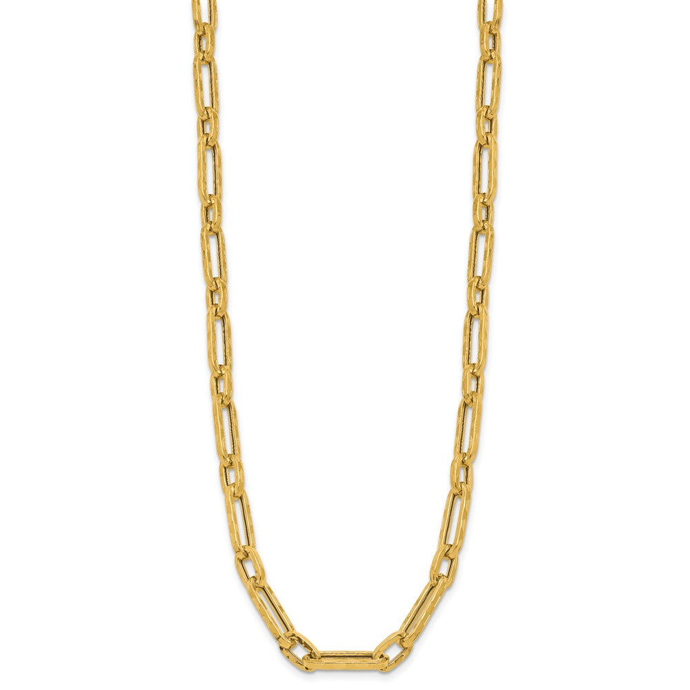 14K Yellow Gold Polished And Textured Fancy Link Necklace