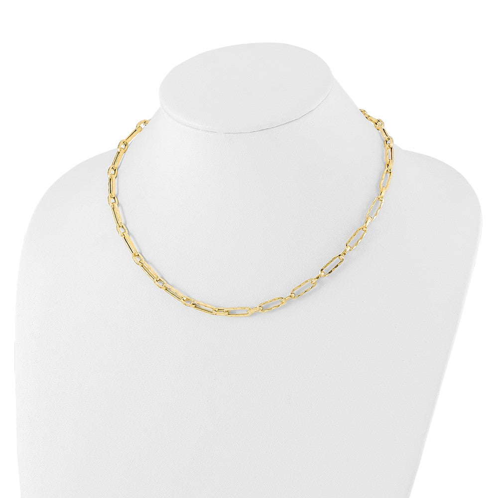 14K Yellow Gold Polished And Textured Fancy Link Necklace