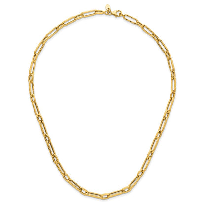 14K Yellow Gold Polished And Textured Fancy Link Necklace