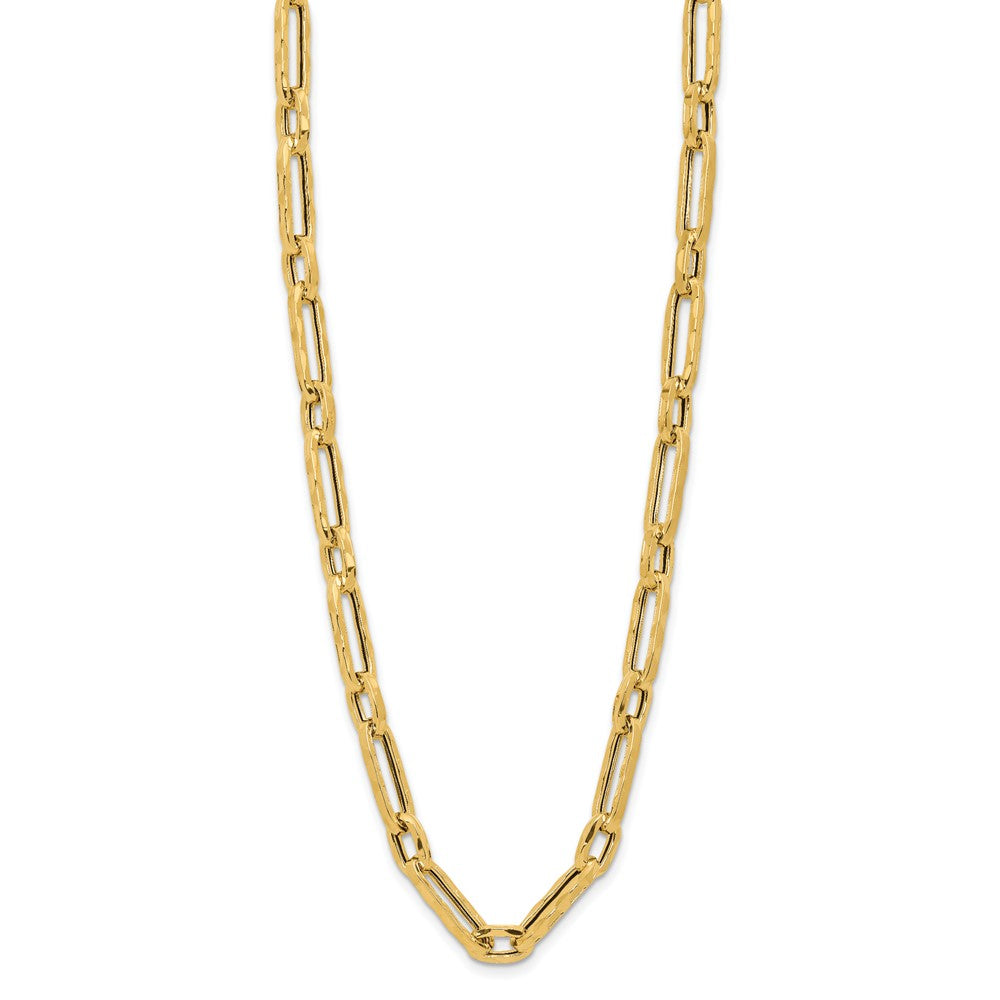 14K Yellow Gold Polished And Textured Fancy Link Necklace